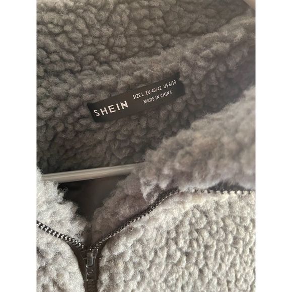 Full Zip Teddy Jacket (Large) (Grey) - Picture 3 of 4